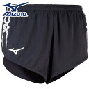 ★股関節部の可動域が広く、走りやすい★【メール便送料無料】【ミズノ　MIZUNO】【ウェア】陸上　レーシングパンツ　メンズ　ショートパンツ　インナー付き　吸汗速乾　U2MB805009　ブラック×ホワイト　[200203]