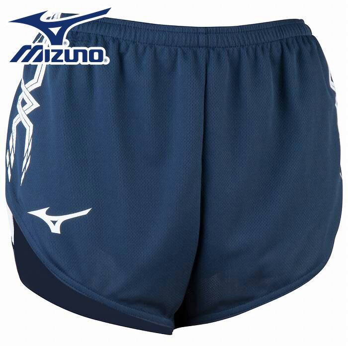 ★股関節部の可動域が広く、走りやすい★【メール便送料無料】【ミズノ　MIZUNO】【ウェア】陸上　レーシングパンツ　レディース　女性用　ショートパンツ　インナー付き　吸汗速乾　U2MB825014　ドレスネイビー×ホワイト　[200203]