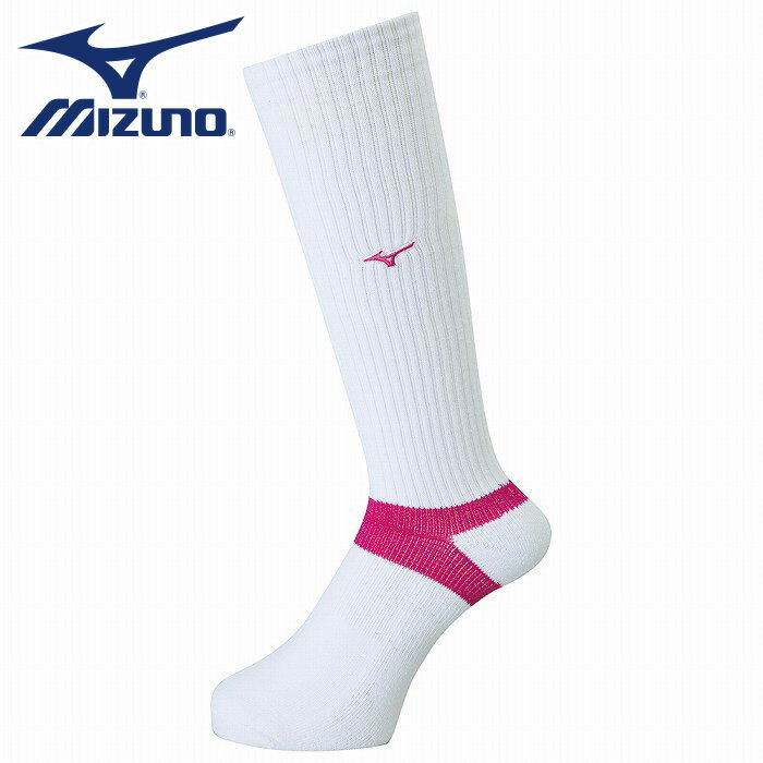 ★チームカラーで揃えられるロングソックス★【メール便送料無料】【ミズノ　MIZUNO】【ソックス　靴下】バレーボール　ロングソックス　ユニセックス　V2MX800777　ホワイト×ベリーピンク　[200203] 父の日 プレゼント