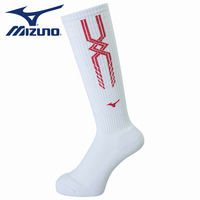 【メール便送料無料】【ミズノ　MIZUNO】【ソックス　靴下】バレーボール　ロングソックス　ユニセックス　V2MX801076　ホワイト×レッド　[200203] 父の日 プレゼント