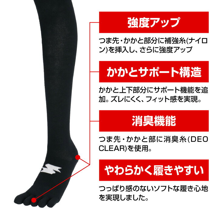 【メール便送料無料】【 2026年 新モデル】【 SSK エスエスケイ 】【 ソックス 靴下 】 野球 5本指 アンダーソックス 3足組 膝上 ロング 大人 ジュニア 小学生 3P 3足 セット 黒 白 紺 赤 青 エンジ パンダ 足底ブラック セール YA262 [260713][amz] drafuto1-10372360 アスリート ステージ サンプル画像2