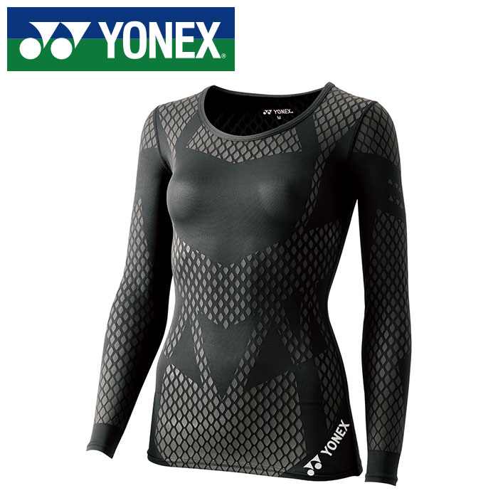 【送料無料】★体幹バランスを整える高機能アンダーウェア★【YONEX　ヨネックス】【ウェア】 Uネック長袖シャツ(レディース) アスリートモデル インナー 女性 テニス バドミントン バレー 陸上競技 オールスポーツ 007 ブラック STB-A1507 [211028]のサムネイル