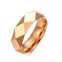 Rockyu タングステン リング メンズ 多面カット ゴールド シルバー ピンクゴールド おしゃれ 指輪 色:幅6mm-18金色-広面カット、サイズ:1個