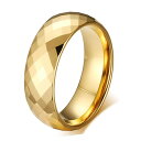 Rockyu タングステン リング メンズ 多面カット ゴールド シルバー ピンクゴールド おしゃれ 指輪 色:幅8mm-金色‐細い面カット