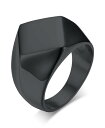 ブランド 印台 指輪 メンズ おしゃれ ステンレス リング 幅広指輪 金属アレルギー対応 色:菱-黒