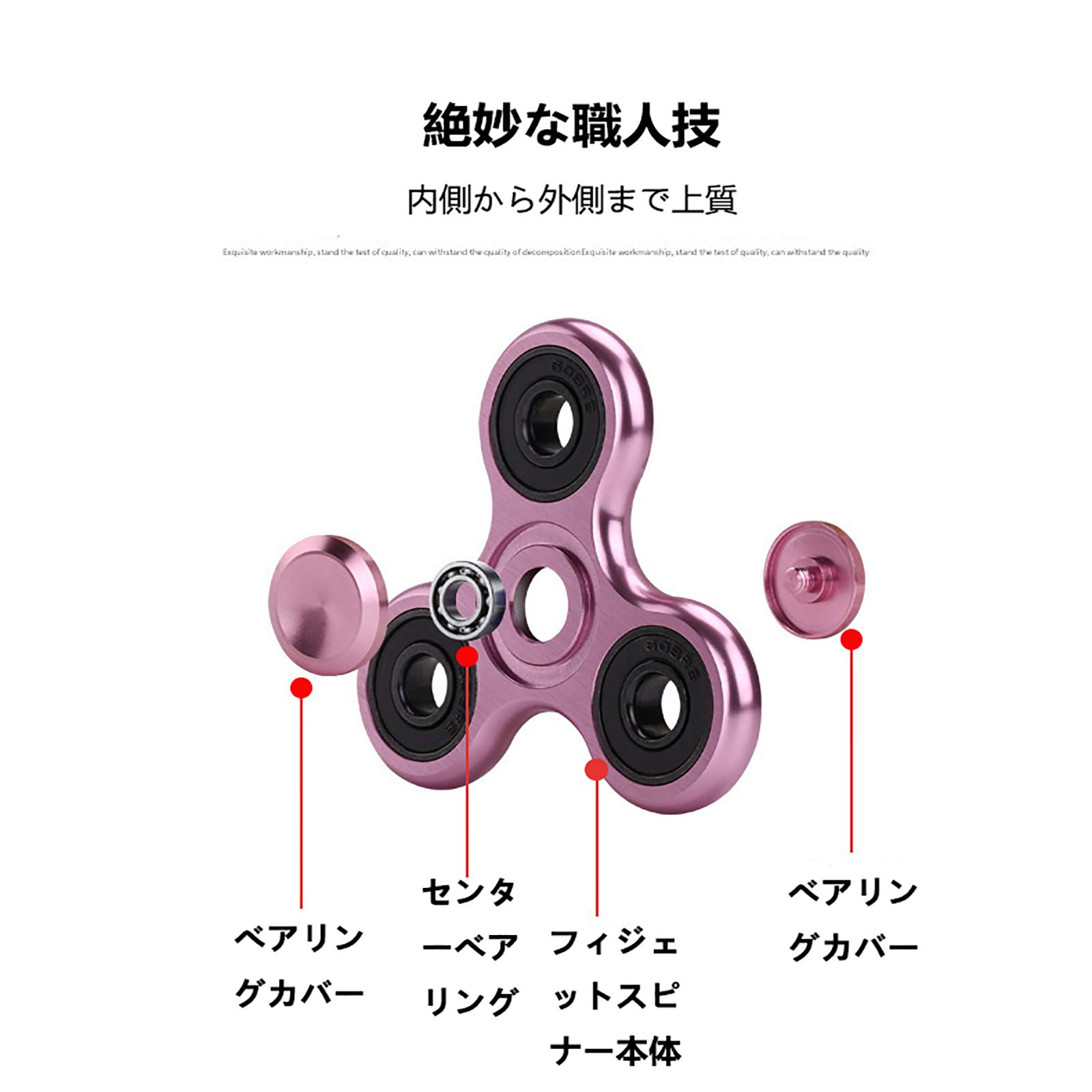 SHULLIN スピナー アルミニウム合金 ハンドスピナー ステンレススチール ベアリング ストレス解消 暇つぶし ストレス解消 暇つぶし 子供のおもちゃ （ピンク）