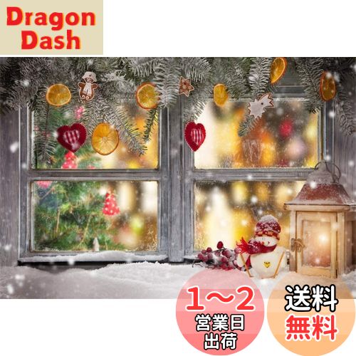 Qinunipoto クリスマス Merry Christmas 写真撮影用 背景布 背景 布 写真 ?影 撮影用 人物撮影 子供撮影 窓 ろうそく 背景シート 写真館 撮影スタジオ用 自宅用 パーティー ビニール製 2.1x1.5m