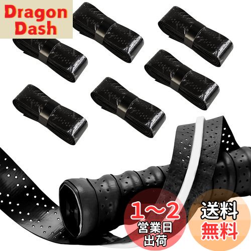 Doyeemei グリップテープ テニス グリップテープ グリップテープ テニス 滑り止めテープ ゴルフ ラケット バドミントン グリップ 吸汗 多孔型 通気性 凸凹タイプ 衝撃吸収 キールデザイン 6本入り ブラック