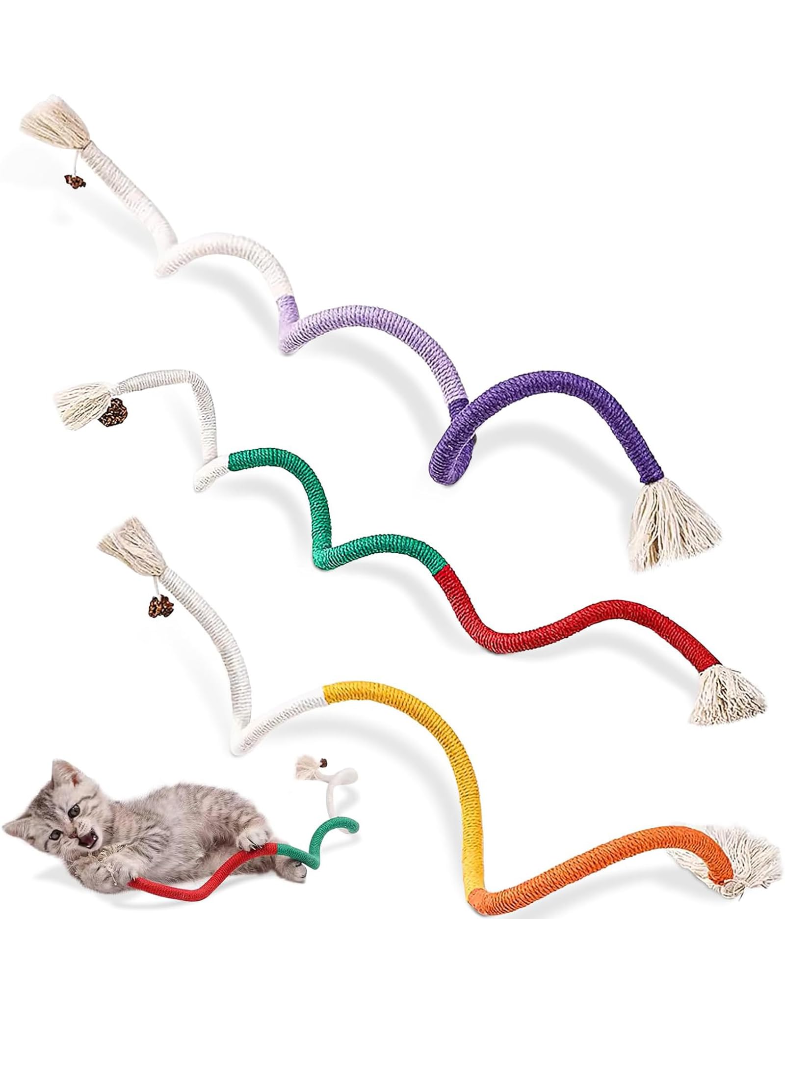 Yurika 猫 玩具 紐 切れない 猫のおもちゃ歯磨き 猫ロープおもちゃ 運動不足とストレス解消 猫遊び 道具イヌハッカおもちゃ 室内・屋外遊び向け 3点セットのサムネイル