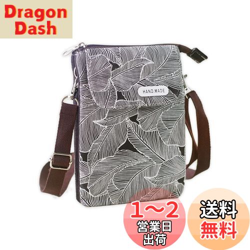 [Kaaipee] スマホポーチ レディース 軽量ミニショルダーバッグ スマホポシェット 長さ調節可能携帯ポーチ 斜め掛け 花柄 ダークブラウン