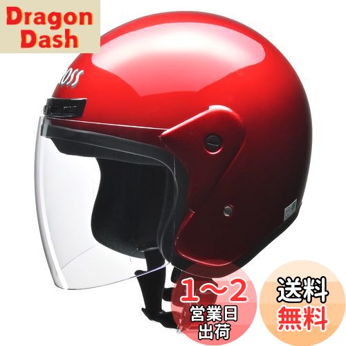 リード工業(LEAD) CROSS CR-720 ジェットヘルメット キャンディーレッド FREE (頭囲 57cm~60cm未満)