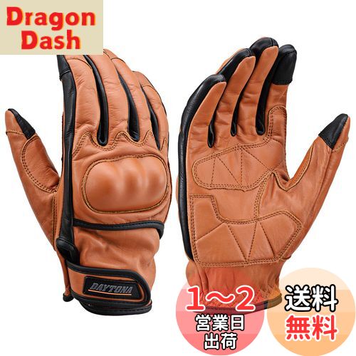デイトナ(Daytona) バイク用 グローブ 春夏秋冬 本革(牛革) ハードプロテクター スマホ対応 カウレザー プロテクターグローブ HBG-110 ブラウン Sサイズ 17755