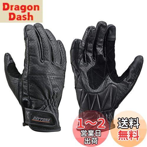 デイトナ(Daytona) バイク用 グローブ 春夏秋 本革(牛革) スマホ対応 カウレザー パンチングメッシュ スタンダードグローブ HBG-129 ブラック XLサイズ 18902