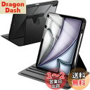 JEDirect 回転ケース iPad Air 13インチ M2(2024)用 Pencilホルダー付き 360°回転保護 スタンドカバー クリアバック オートウェイク/スリープ (ブラック)