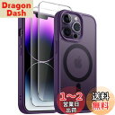 JETech 3 in 1 iPhone 14 Pro Max 6.7 インチ用 マグネット ケース 2枚強化ガラスフィルム付き MagSafe対応 半透明マッ...