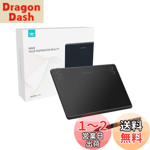 HUION ペンタブレット HS64 ペンタブ 板タブ スマホ対応 android対応 windows mac対応 筆圧感知 8192 充電不要ペン 4個のショートカット 左利き クリスタ お絵描き イラスト