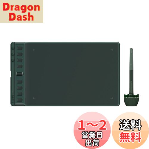 HUION ペンタブ ペンタブレット Inspiroy 2 8.7 x 5.4インチ 全面アップグレードのペンPW110 最大24個のショートカットキーを設定可能 ホイールボタンも1個あり 作業効率が大幅に向上 Android Windows MacOS Linux対応 グリーン Mサイズ