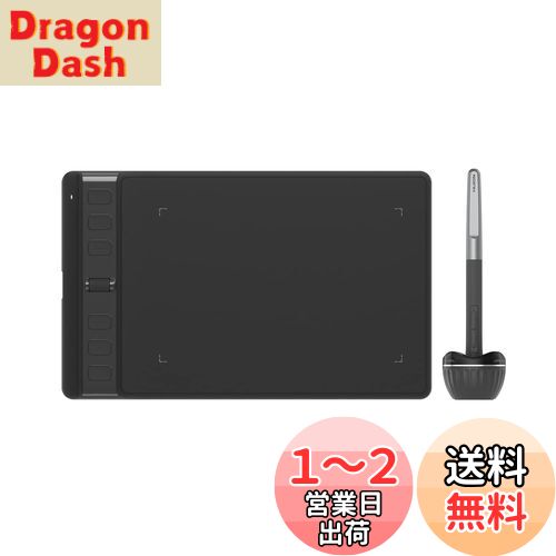 HUION ペンタブ ペンタブレット Inspiroy 2 6.3 x 3.9インチ 全面アップグレードのペンPW110 Android Windows MacOS Linux対応 持ち運びやすい 初心者向け ブラック Sサイズ