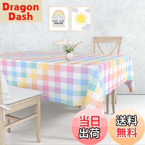 【送料無料】PinkBlume マカロン格子縞 テーブルクロスの装飾 137cm*274cm 長方形パステル テーブル クロス ポリエステル テーブルカバー ダイニングルーム、家庭用 食卓カバー 結婚式 女の子?生日 パーティー デスクマットピクニック飾り付け用品