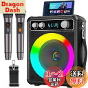 VOSOCO カラオケセット ワイヤレスマイク2本 スピーカーセット 家庭用 カラオケマイク 拡声器 Bluetooth 5.0 PAセット 小型 カラオケマシン ポータブルスピーカー AUX/USB/TF対応 ホームパーティー/会議/スピーチ/学校行事/セミナー/室外活動 などに適用 日本語説明書付