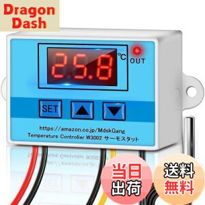 【送料無料】【2024先行登場】MdskGang温度コントローラー デジタルLEDサーモスタット W3002 ミニ自動制御温度計 AC110V温度調節器 -50度〜110度加熱冷却制御スイッチリレー、±0.1度の高精度測定用防水NTC温度センサー付き・4種類の機能設定・パネル取り付けが容易 & 高い耐