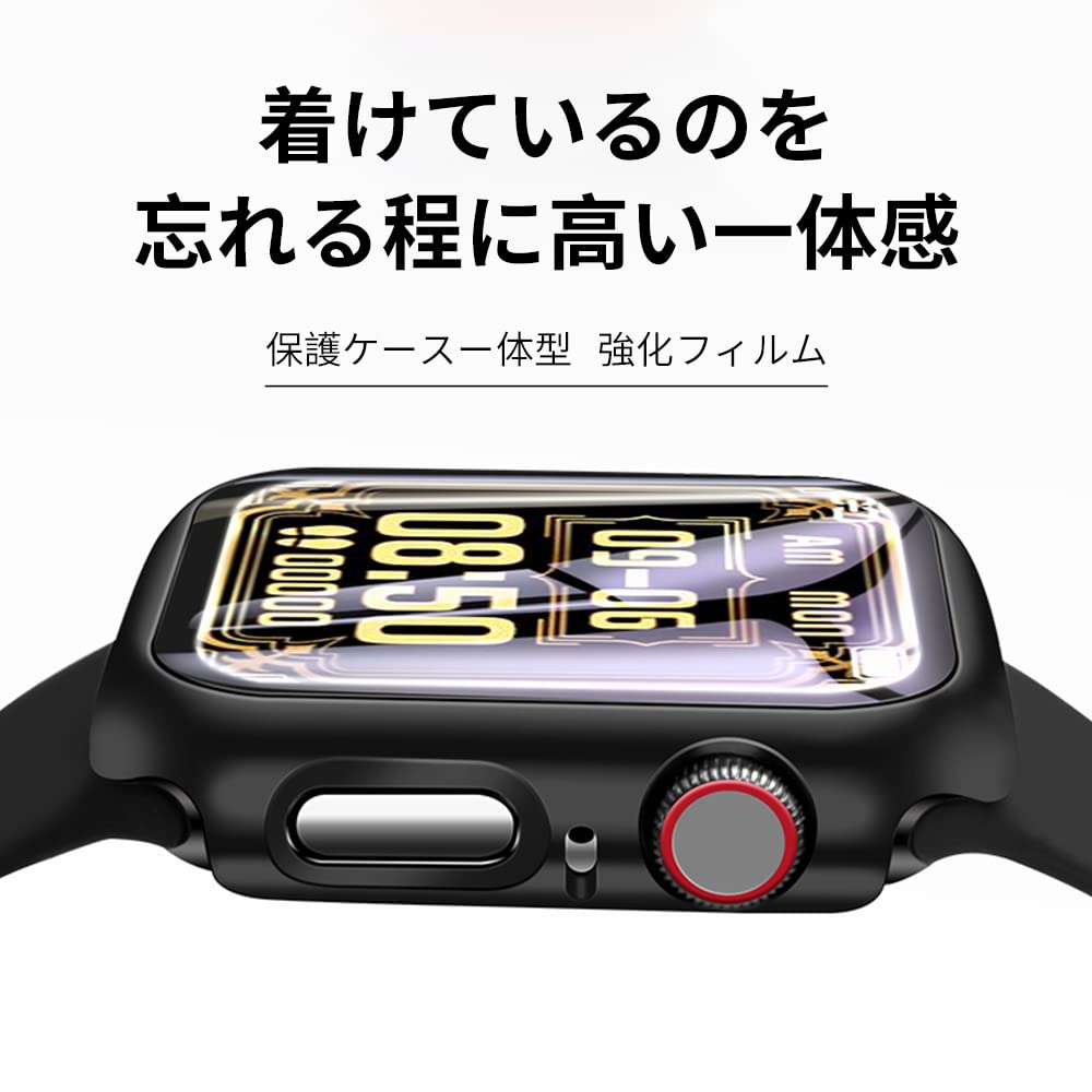 【2枚】YUGYUG 対応 Apple Watch 9/8/7 41mm ケース アップルウォッチ9/8/7 41mm ケース PC素材 アップルウォッチ カバー ガラスフィルム 一体型 日本旭硝子材 二重構造 Apple Watch カバー 全面保護 強化ガラス キズ防止(41mm,レッド)