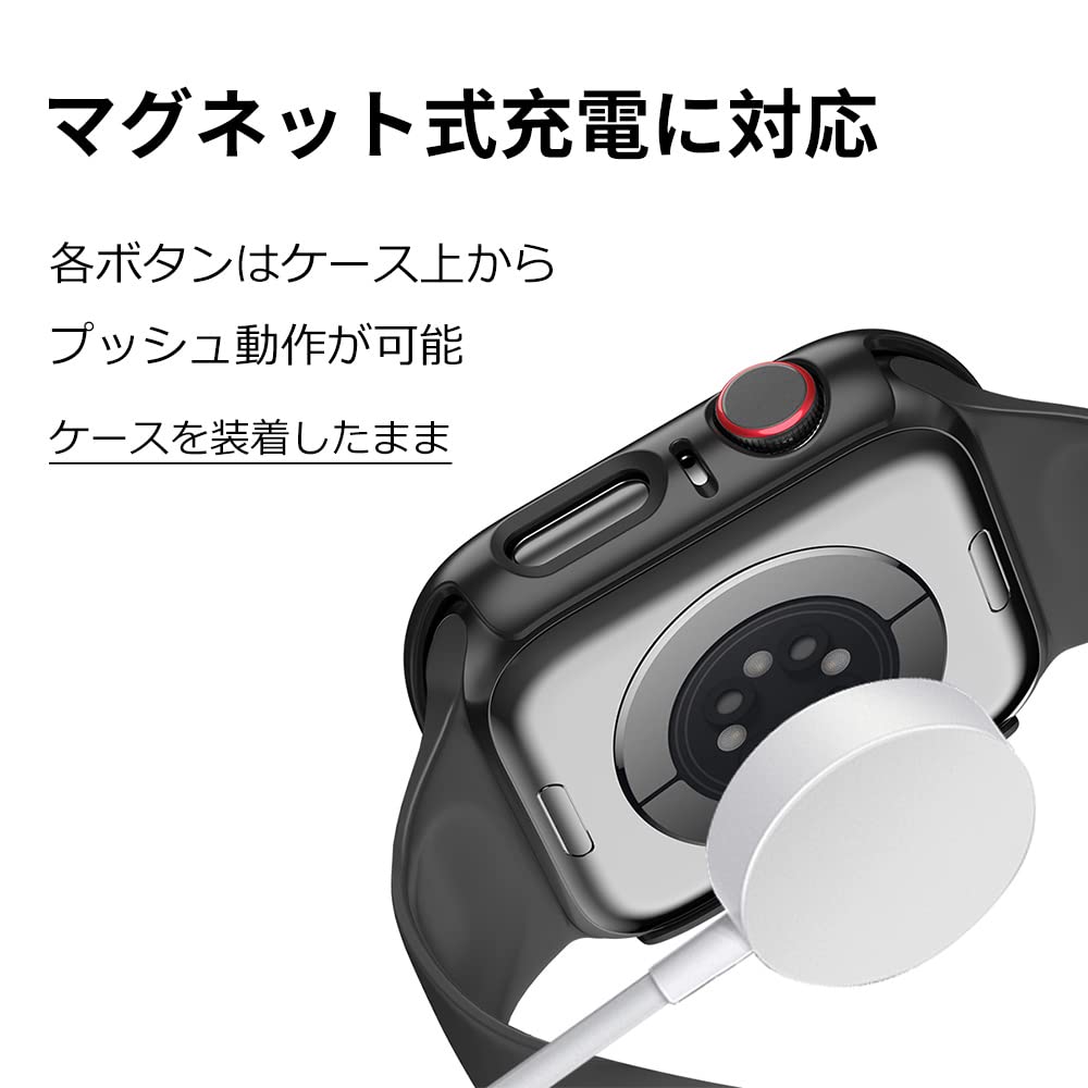 【2枚】YUGYUG 対応 Apple Watch 9/8/7 41mm ケース アップルウォッチ9/8/7 41mm ケース PC素材 アップルウォッチ カバー ガラスフィルム 一体型 日本旭硝子材 二重構造 Apple Watch カバー 全面保護 強化ガラス キズ防止(41mm,レッド)