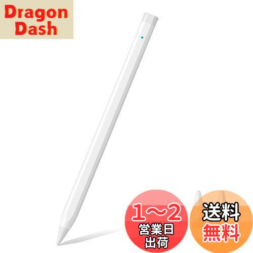 RICQD タッチペン iPad ペン iPad/iPad Air/iPad mini/iPad Pro対応 ペンシル 傾き感知/磁気吸着/誤作動防止機能対応 高感度 高精度 急速充電 USB-C充電式 ペン先2枚付き ホワイト