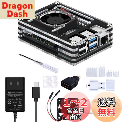 GeeekPi Raspberry Pi 44010եդ5V 3A USB-CŸץ4ĥҡȥ1MޥHD...