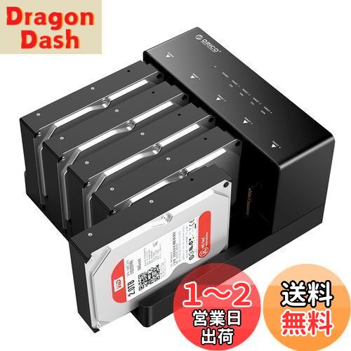 【送料無料】ORICO ハードディスクケース 2.5 / 3.5インチ HDD/SSD対応 16TB*5ベイ USB3.0接続 HDDコピー機能付き ドライブケース 工具不要 高放熱 電源アダプター付 ブラック 6558US3