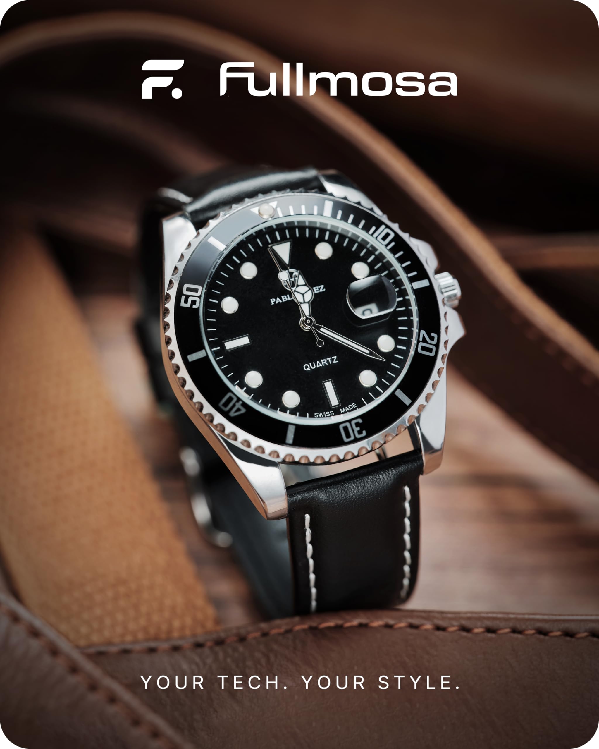 [Fullmosa] 時計バンド ベルト 全12色スマートウォッチバンド ベルト 腕時計バンド 交換ベルト本革 レザー 24mm ブラック 型番表をご確認ください