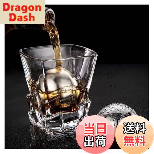 【送料無料】Ecentaur 再利用可能ステンレススチールアイスキューブメタルウイスキーストーンボール ドリンク用 5.5cm 2個セット