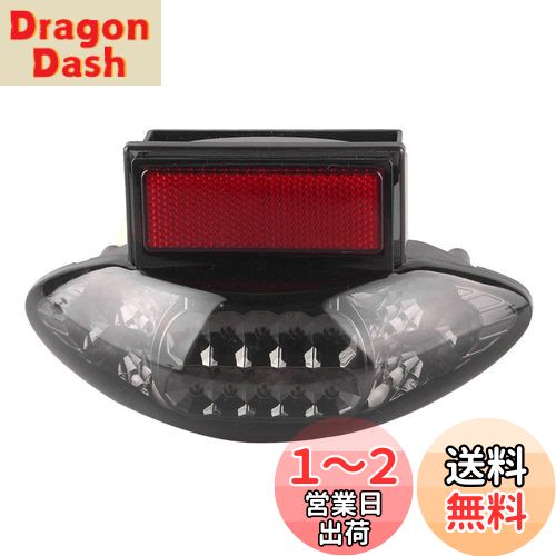 ONGMEIL バイク LEDテールライト ウインカー/ブレーキランプ内蔵 ブラックレンズ スズキ GSX1300R隼 1999-07年 (Smoke)