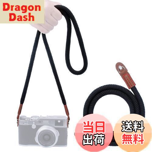 [VKO] カメラネックストラップ ソフトコットン カメラストラップ ショルダーストラッ 一眼レフ/ミラーレス/コンパクトカメラ用 (黒)