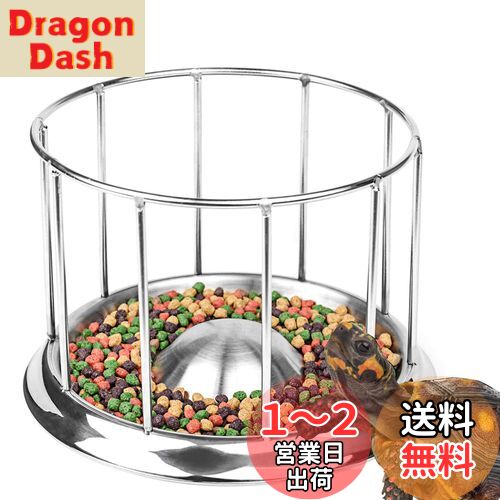 TARATI 亀 給餌ボウル 亀 かめのえさペットボウル ステンレス 食器爬虫類用給餌用具 円型ケージ 餌入れ 水入れ 多機能 ヘビ トカゲ ヤモリ 陸亀 半水亀 食糧 ディスペンサー 科学的摂食 (XS)