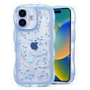 QLTYPRI iPhone 16 用 ケース クリア TPU カバー ウェーブ おしゃれ 韓国 可愛い グリッター 透明 軽量 耐衝撃 滑り止め スマホケース ワイヤレス充電対応 ストラップホール付き アイフォン16 用 ケース 6.1インチ 対応 - ブルー