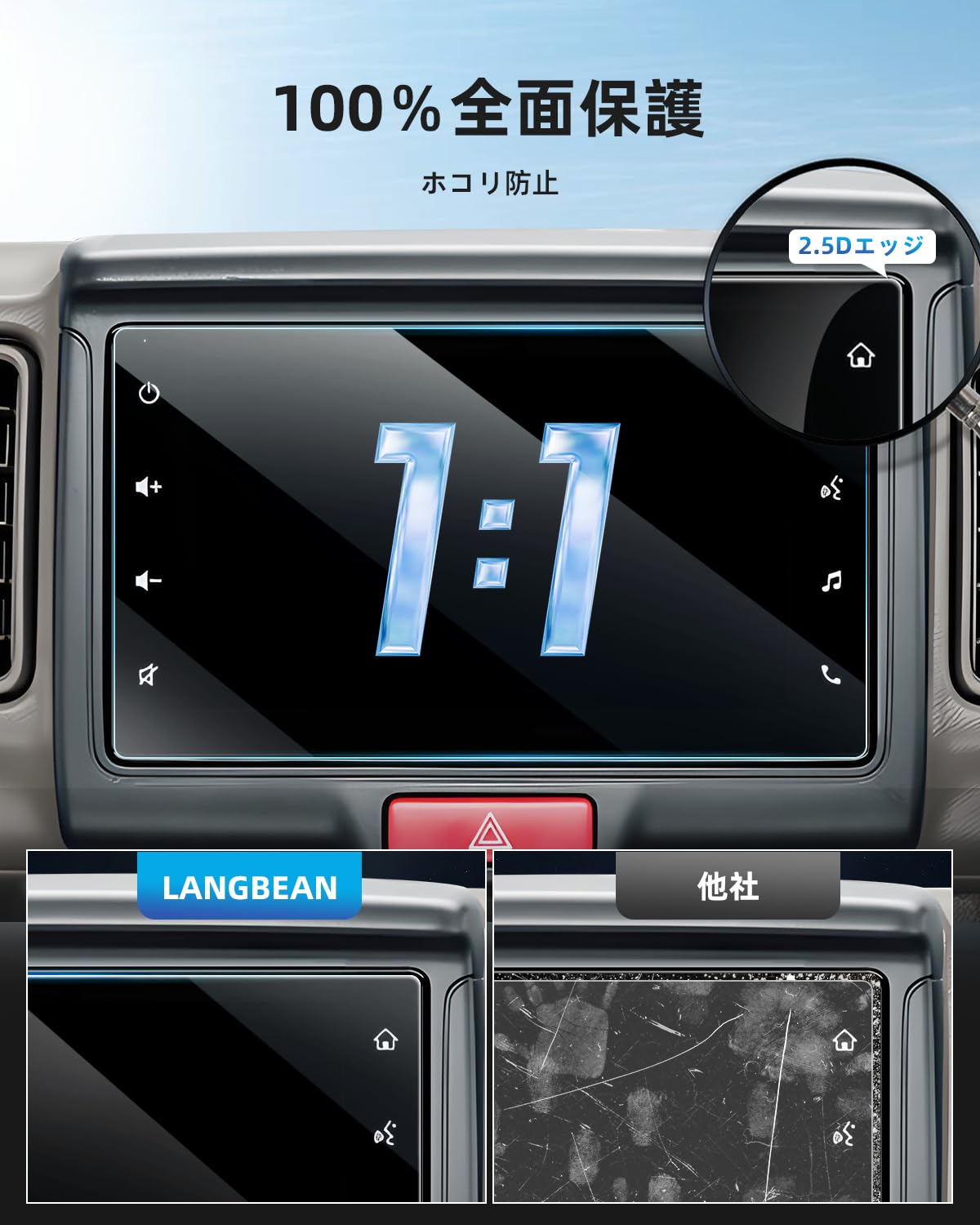 LANGBEAN スズキ エブリイ/エブリイワゴン DA17V/DA17W型 ナビ 保護フィルム 7インチ エブリィ フィルム da17v カーナビ 車用液晶保護フィルム PET製 高感度タッチ 指紋防止 キズ防止 汚れ防止 貼付簡単 2枚入り