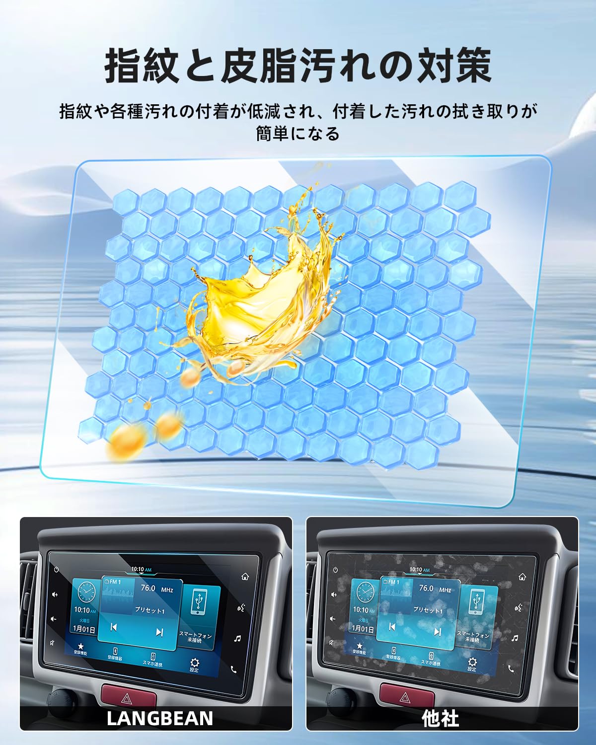 LANGBEAN スズキ エブリイ/エブリイワゴン DA17V/DA17W型 ナビ 保護フィルム 7インチ エブリィ フィルム da17v カーナビ 車用液晶保護フィルム PET製 高感度タッチ 指紋防止 キズ防止 汚れ防止 貼付簡単 2枚入り