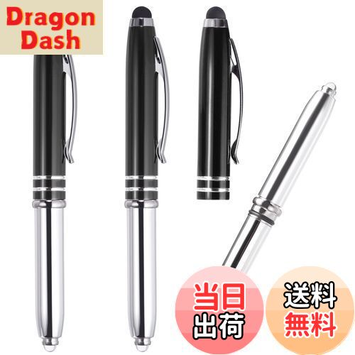 【送料無料】PATIKIL 筆記具 ボールペン メタルペン スタイラスチップ LEDフラッシュライト付 3 in 1 ..