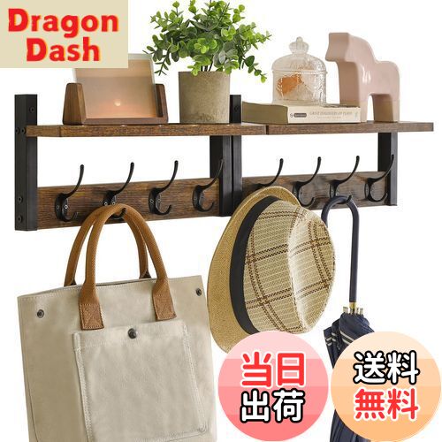 【送料無料】YMYNY ウォールハンガー 2個セット ウォールシェルフ 壁掛けフック 40cm壁掛け棚 四連ダブルフック 玄関 浴室 寝間 台所 壁掛け収納 ウ...