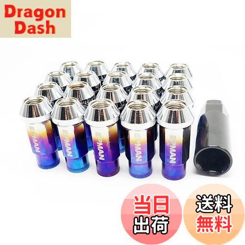 【送料無料】Wellvie 貫通 スチール ホイールナット レーシングナット 20個 P1.5 17HEX 48mm クロムバ..