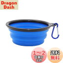 THAIN 犬 水飲み 携帯用 散歩用 折りたたみ式 ペット給水器 容量350ML シリコン製 コンパクト 水やり用品 持ち運び便利 ペットボウル カラビナ 付き 給水器 給餌器 旅行用 (ブルー)