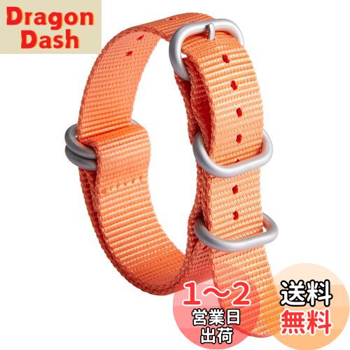楽天DragonDash楽天市場店【送料無料】[BINLUN] 腕時計バンド 厚手G10上質時計交換用ナイロンベルト マルチカラーウオッチストラップ 男性用女性用18mm 19mm 20mm 21mm 22mm 23mm 24mm ステンレスバックル付き（オレンジ-シルバー 22mm）