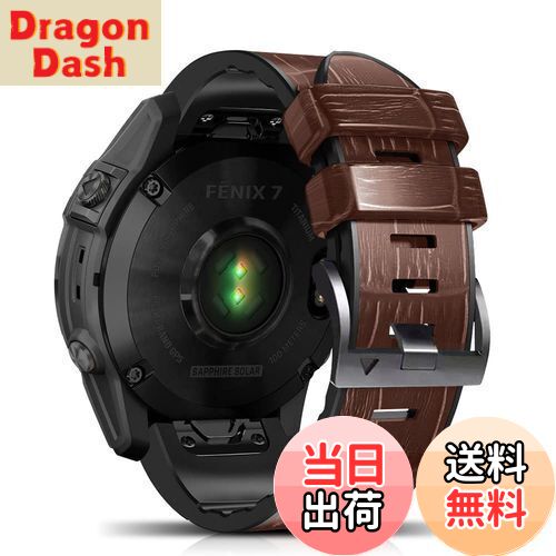 【送料無料】[HeeNia] レザーバンド QuickFit 22mm Garmin Descent G2/Garmin Tactix 8 47mm/Fenix 7 Pro Solar/Forerunner 965/Fenix 7/6 GPS/6 Pro GPS/6 Pro Solar/Fenix 5/5 Plus 対応 バンド 革 ストラップ スポーツバンド 時計ベルト ガーミン用 (コーヒー色)