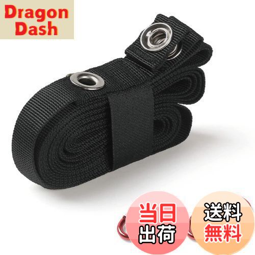 【送料無料】YAPJEB タープ延長ベルト 小川張り ベルト ロープ 3m セッティングテープ タープロープ キャンプ 設営 ガイライン 物干しロープ アウトドア 多機能 カラビナ付 (ブラック)