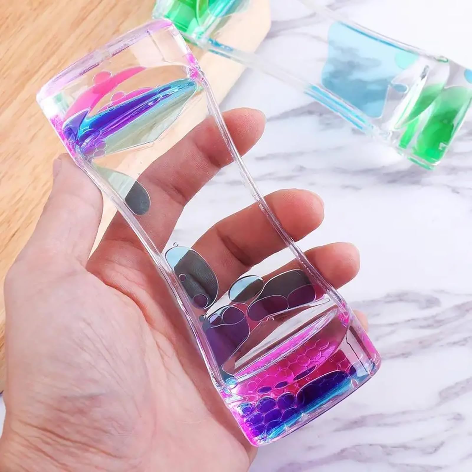 液体砂時計 液体モーションタイマーバブラー インテリアタイマー 机の装飾 ダブルカラーオイル砂時計 誕生日ギフト 子供のおもちゃ 2個 [3]