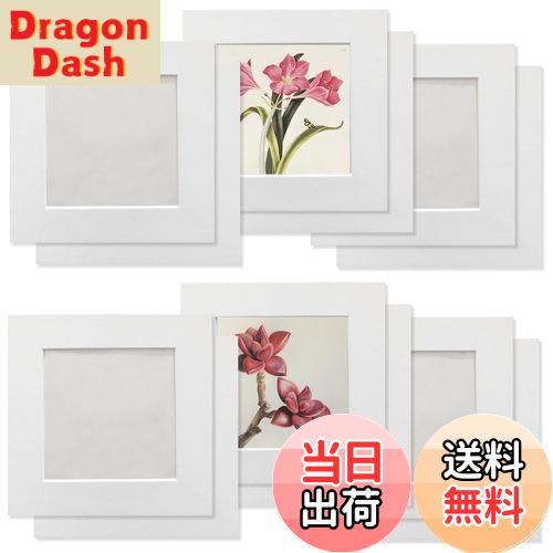 【送料無料】Haojiaho ペーパーフォトフレーム 12個セット 子供の絵 展示用 フォトフレーム 展示サイズ8.8*8.8cm【透明保護フィルム + 壁掛け 用粘着シート 付き】 白 アートフレーム 超軽量 厚紙製 絵画教室 絵 展示 紙製額縁 子供の 美術工房 美術展 美術研修室 教育機関