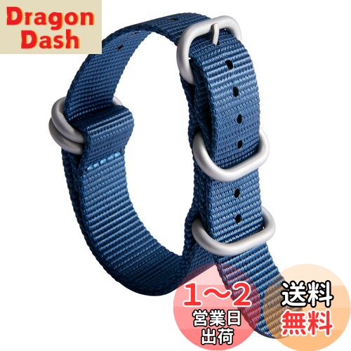 楽天DragonDash楽天市場店【送料無料】[BINLUN] 腕時計バンド 厚手G10上質時計交換用ナイロンベルト マルチカラーウオッチストラップ 男性用女性用18mm 19mm 20mm 21mm 22mm 23mm 24mm ステンレスバックル付き（青-シルバー 21mm）