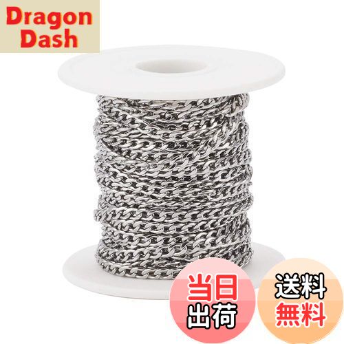 【送料無料】Beadthoven 1巻入り 幅4mm 304ステンレス製 喜平チェーン 溶接なし ネックレス ブレスレット カーブチェーン ツイストチェーン アクセサリーパーツ ジュエリー用 オーナメント DIY ハンドメイド 手芸素材 手作り材料 クラフト用品 スプール付き 10m/巻