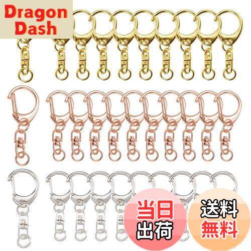 【送料無料】YFFSFDC キーホルダー金具3色30個入り回転カン付き ハンドメイド キーリング アクセサリー DIY 手芸用品 パーツ ゴールドシルバーローズ...